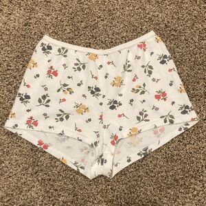 White Floral Lounge Shorts